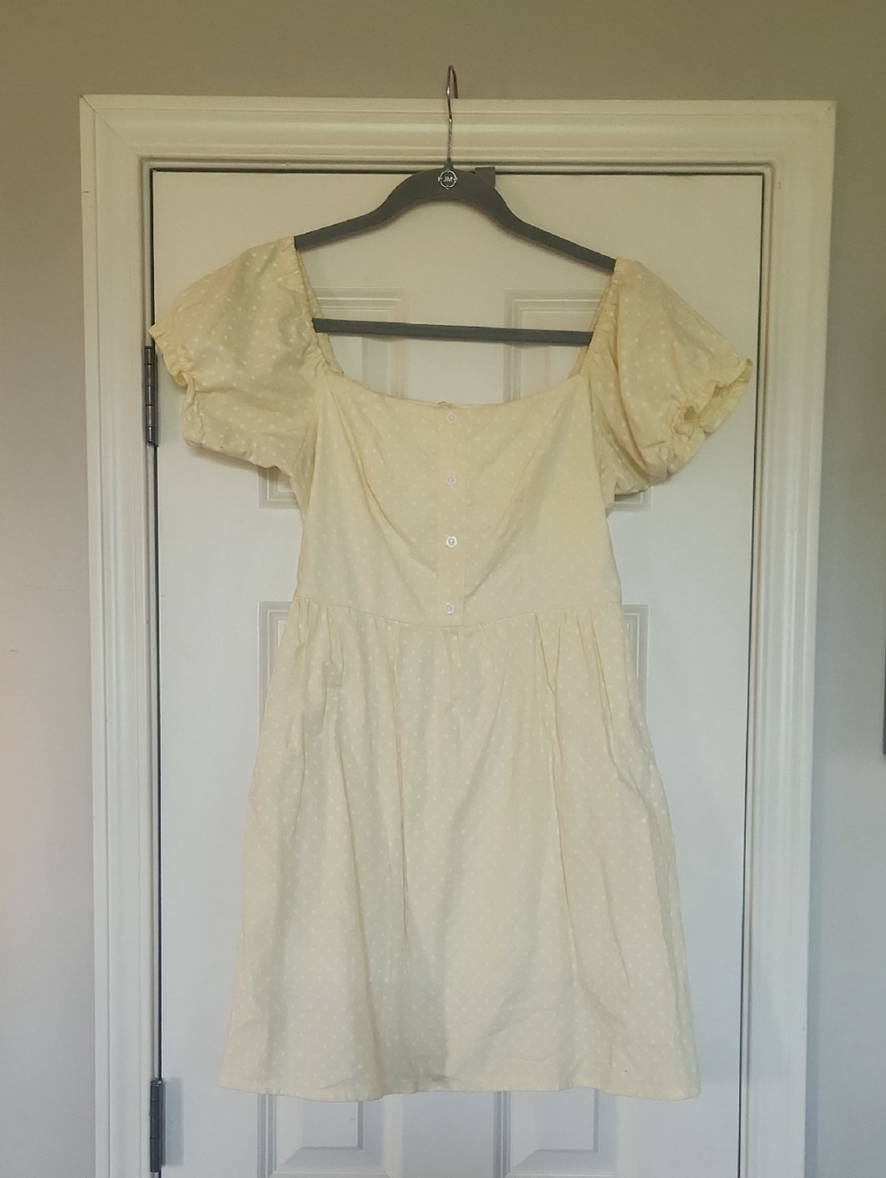 Yellow Polka Dot Puff Sleeve Dress